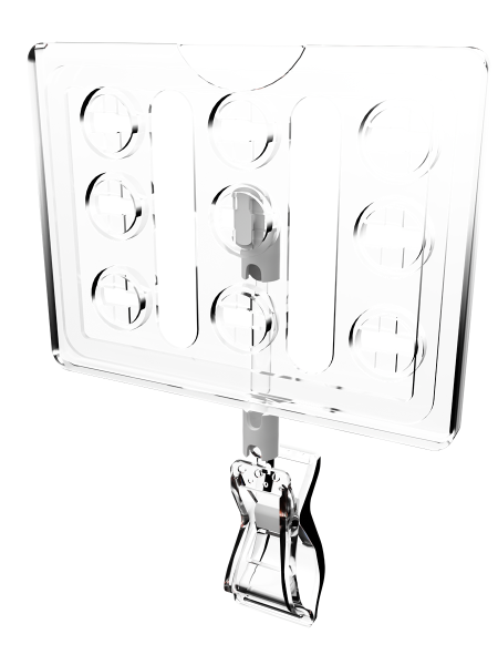 sk_Рамка ТЕХНО А7 прозрачная, прозрачный держатель TECHNO FX-CLIP, ножка  50мм