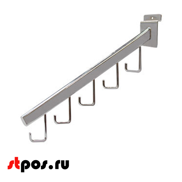 00_F112 - Кронштейн наклонный для эконом панелей, 400мм, 5 крючков, хром