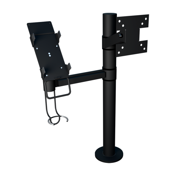 sk_НАБОР Стойка с кронштейн.для монитора(вынос 0мм) и для держат.пин-пада и сканера,Муар,RAL9005 Черный