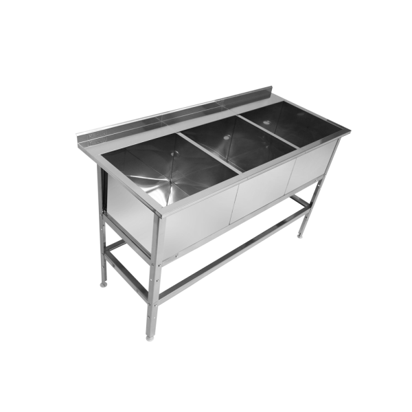 00_Ванна моечная трехсекционная сварная, с бортом ВМП 3/6, Нержавеющая сталь