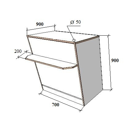 01_Прилавок глухой с дополнительной полкой