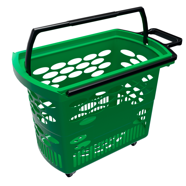 sk_Корзина тележка пластиковая 4 колеса 38л BASKET-38, Зеленый