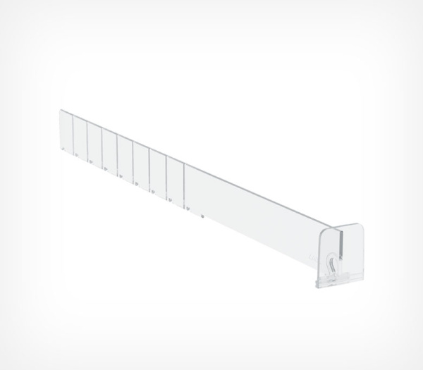 01_Разделитель пластик. 30мм обламывающийся с передним огранич. 35 мм DIV30-BT35 185-385мм, Прозрачный