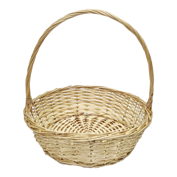 sk_Корзина круглая плетеная из натуральной ивовой лозы, полукруглая ручка, D 230, Бежевая
