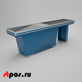 00_Кассовый бокс Stream-L-290S-Т150 (тр-р 150см,шл_нерж, б_выр.,уз_нак), RAL5005, Синий, Левый