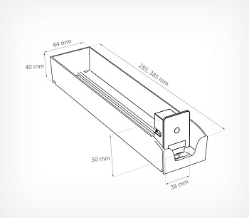 Пластиковый лоток для сигарет 285мм с интегрированным толкателем SIG-TRAY,сила толкания 3N 