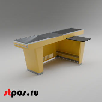 02_Кассовый бокс Stream-L-290-Т120 (тр-р120 см, шлиф. нерж., б_выр, уз_нак.), RAL1018, Желтый, Правый