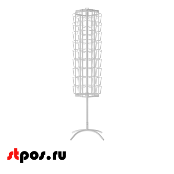 06_НАБОР Буклетница вращающаяся 54 ячейки А5, опора Х-образная, RAL9016, Белый