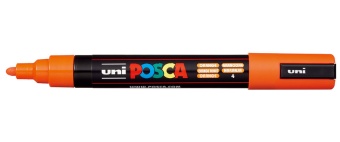 1_Маркер на водной основе POSCA PC-5M, оранжевый (ORANGE - 4), 1.8 - 2.5 мм, пул. нак.