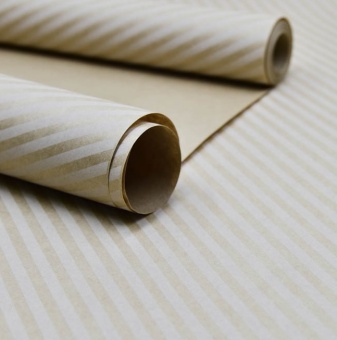 01_Упаковочная крафт бумага — Полосы наклонные белые, 10 м, Бурый