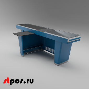 02_Кассовый бокс Stream-L-290S-Т150 (тр-р 150см,шл_нерж, б_выр.,уз_нак), RAL5005, Синий, Левый