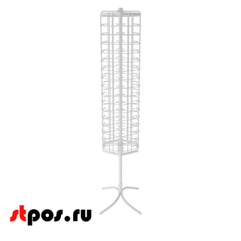 02_НАБОР Стойка вращающаяся для очков 96 ячеек, опора Х-образная, RAL9016, Белый