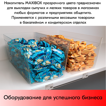 Накопитель универсальный MAXIBOX 477х237х200мм, объем 19 л (без ножек и крышек), Прозрачный