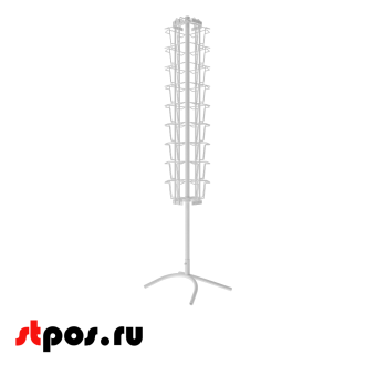 04_НАБОР Буклетница вращающаяся 36 ячеек А5, опора Х-образная, RAL9016, Белый