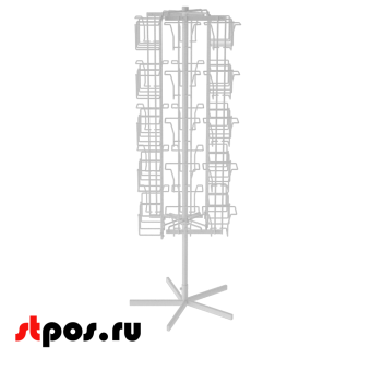 02_НАБОР Стойка вращающаяся 40 ячеек для колготок, опора 5-ти лучевая, RAL9016, Белый
