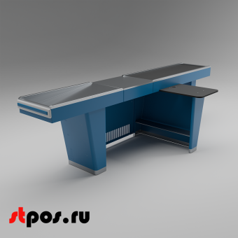 02_Кассовый бокс Stream-L-320-Т150 (тр-р 150см,шл_нерж.,б_выр_,уз_нак.), RAL5005, Синий, Правый
