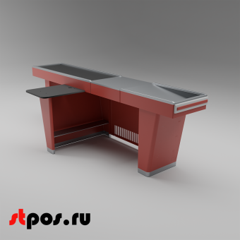 02_Кассовый бокс Stream-L-290-Т150 (тр-р 150см,шл_нерж.,б_выр,уз_нак), RAL3000, Красный, Левый