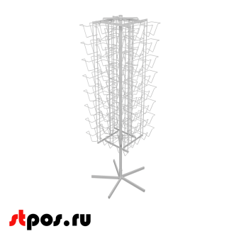 00_НАБОР Стойка вращающаяся 64 кармана для CDDVD, опора 5-ти лучевая, RAL9016, Белый