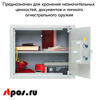 06_Сейф мебельный AIKO Т-28 EL 280x340x295мм, кодовый электронный замок, RAL 7038, Серый 