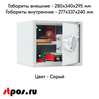 04_Сейф мебельный AIKO Т-28 EL 280x340x295мм, кодовый электронный замок, RAL 7038, Серый 