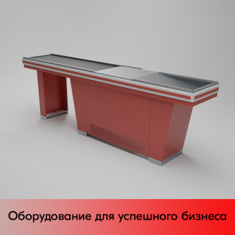 01_Кассовый бокс Stream-L-290-Т150 (тр-р 150см,шл_нерж.,б_выр,уз_нак), RAL3000, Красный, Правый