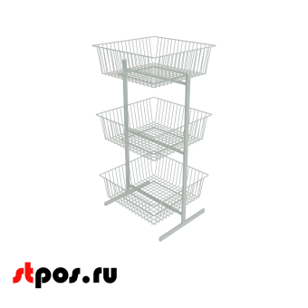 00_Стойка 3-х ярусная с корзинами 600х600х200мм, RAL9016, Белый