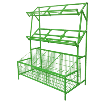 sk_Стеллаж овощной с разборной корзиной, 1200х700х1560 мм, RAL6018, Зеленый