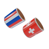 НАБОР Рулон этикетки самокл,Флаг России+Рулон этикетки самокл,Флаг Швейцарии 20х30мм, 250 шт в рулон