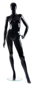Манекен женский стеклопластик стоящий GLANCE 02, рост 181см (84-64-90) , без парика, черный глянец