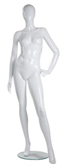 01_Манекен женский стеклопластик стоящий GLANCE 02, рост 181см (84-64-90) , без парика, белый глянец