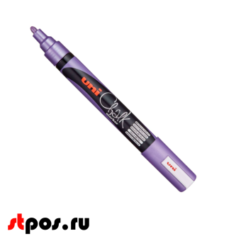 00_Маркер меловой Uni Chalk PWE-5M 1,8-2,5 мм овальный, Фиолетовый металлик