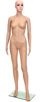 1_Манекен женский пластиковый стоящий F-5, рост 173см (83-62-86) с макияжем, без парика, телесный